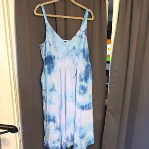 Torrid Women's Sundress Blue Tie-dye Elastic Beachy Comfort Sz 2/2X/18-20 GUC